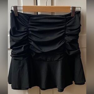 Black Ruched Athletic Skirt, Medium